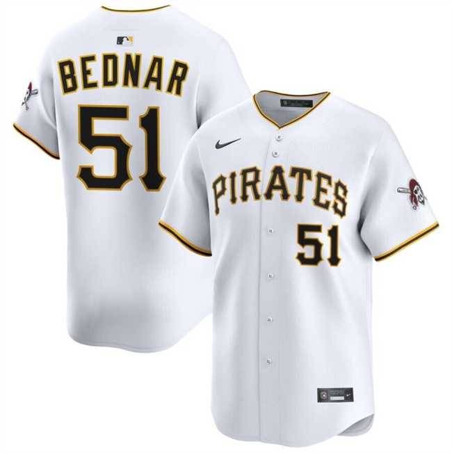 Mens Pittsburgh Pirates #51 David Bednar White 2025 Home Limited Stitched Jersey Dzhi